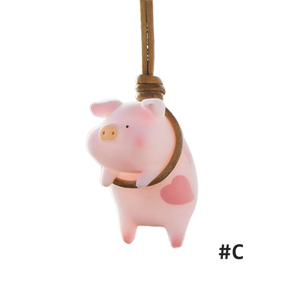 Adorable pendentif de voiture en forme de cochon oscillant pour le rétroviseur