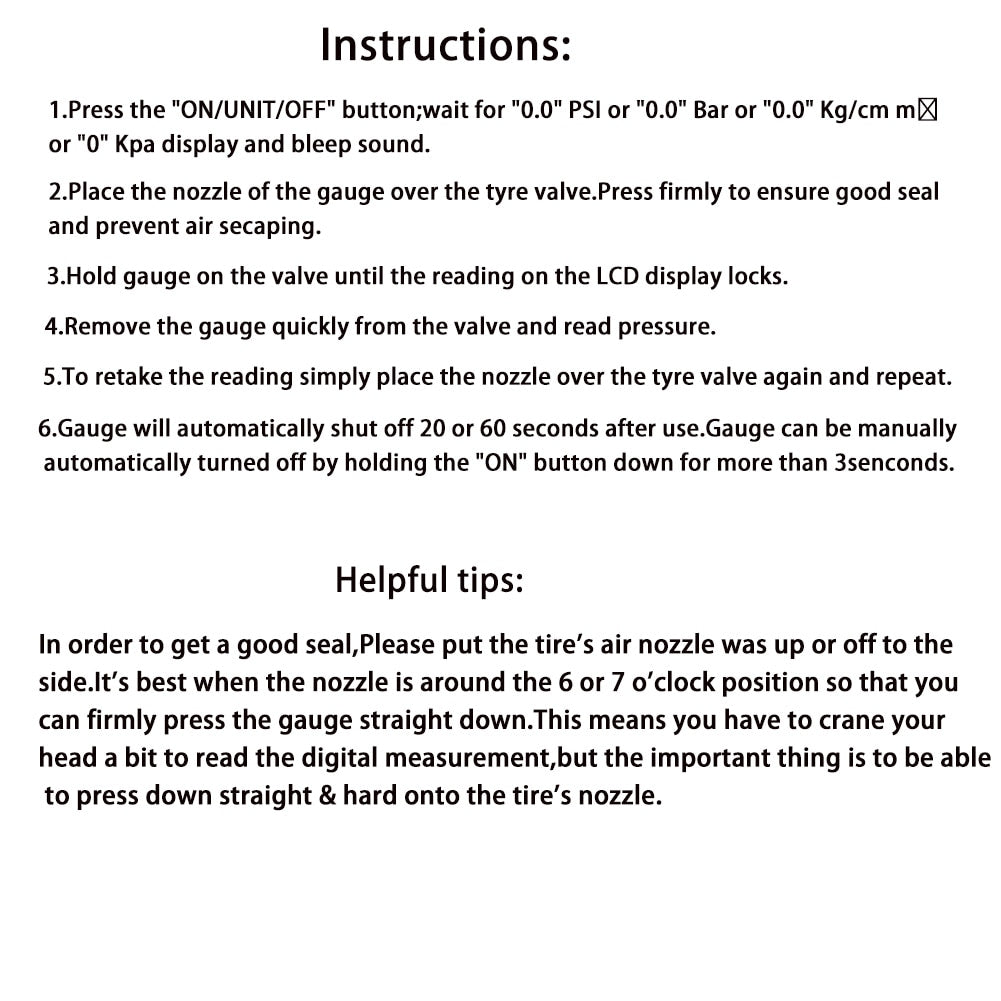 Retro-Illuminated Digital Tire Pressure Gauge for Cars, Trucks, and Motorcycles
