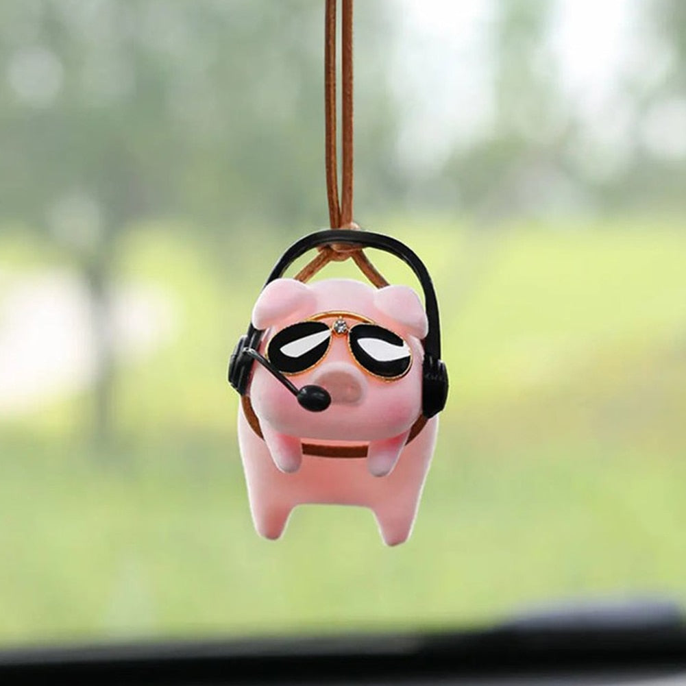 Adorable pendentif de voiture en forme de cochon oscillant pour le rétroviseur
