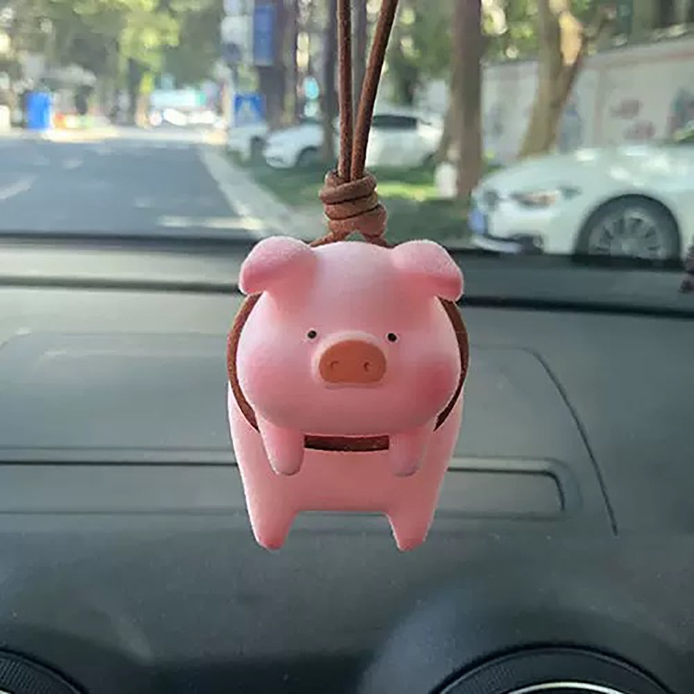 Adorable pendentif de voiture en forme de cochon oscillant pour le rétroviseur
