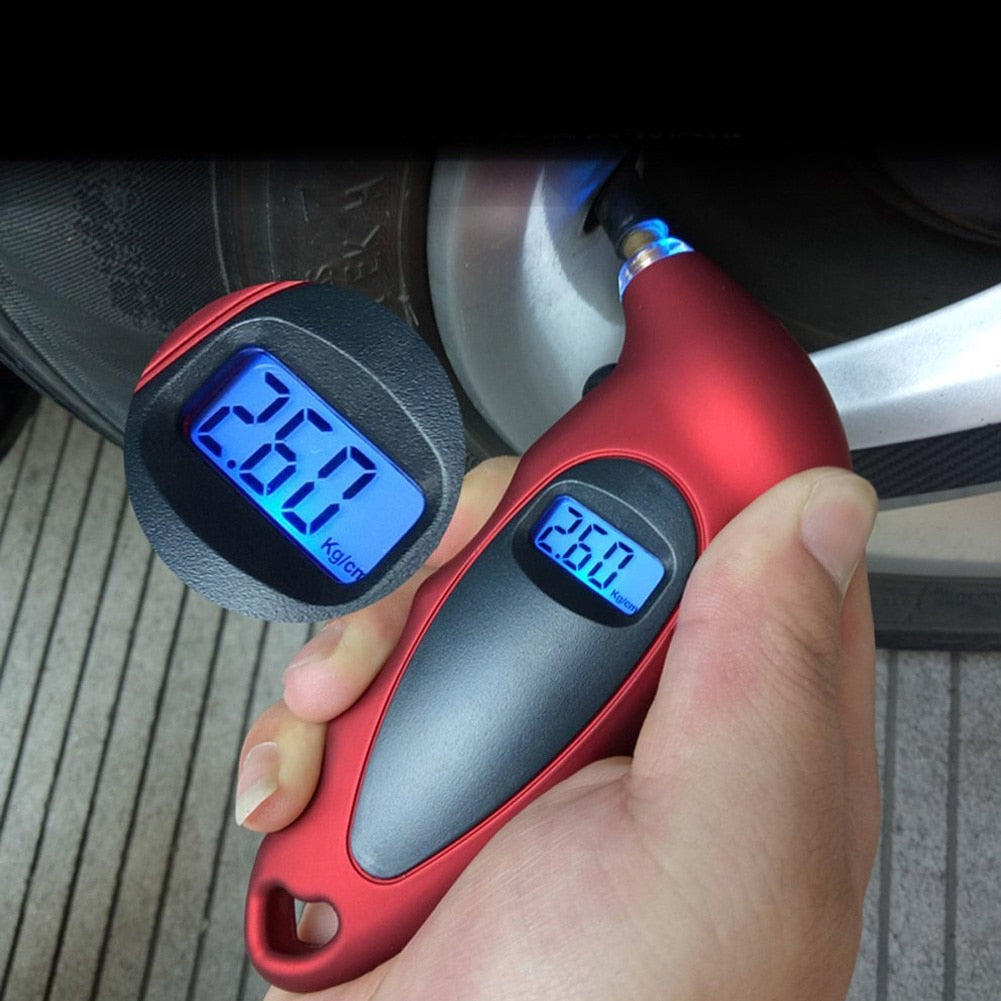 Retro-Illuminated Digital Tire Pressure Gauge for Cars, Trucks, and Motorcycles